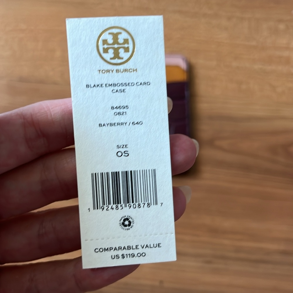 Tory Burch Blake Embossed Card Case Bayberry - Picture 6 of 6